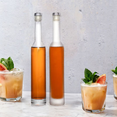 350 ml 375 ml 500 ml Durchsichtiges Rundglas Whisky Rum Weinflasche mit Korkkappe