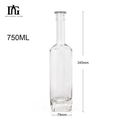 Whisky Wodka Gin Rum 700 ml Runde klare Glasflasche mit Korken und Schraubkappe