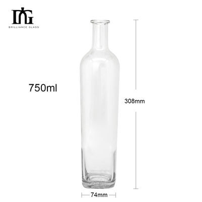 Leere Spirituosenflasche für Getränke 1750ml Glasflasche aus benutzerdefiniertem Kragenmaterial