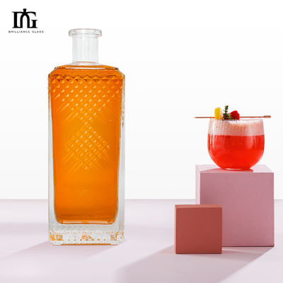 Versiegelungsart Korken 700 ml 375 ml 500 ml Glasflasche für Whisky Likör Quadrat Vodka