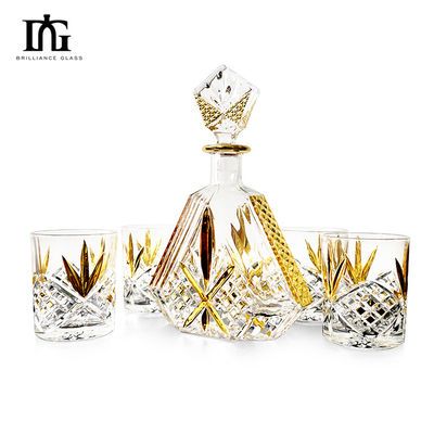 Kristall Whisky Decanter Set mit 2 alten Whisky-Gläsern
