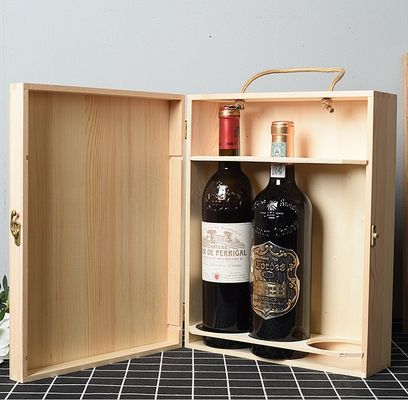 Einfach Leder Rotwein Set Flasche Verpackung Papierbox für benutzerdefinierte Holz Wein Geschenkbox