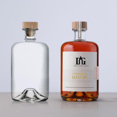 Glasflasche mit individueller Kapazität für Spirituosen Tequila Wodka Brandy Whisky Rum Gin Likör 500 ml/700 ml/750 ml