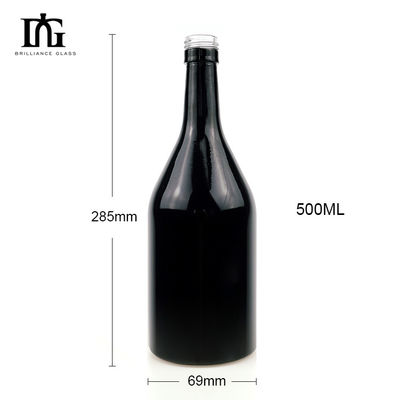 CORK Versiegelung Typ Custom Screen Logo Druck Schwarzes Glas 500ml 750ml Champagner Flasche