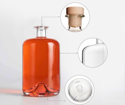 Glasflasche mit individueller Kapazität für Spirituosen Tequila Wodka Brandy Whisky Rum Gin Likör 500 ml/700 ml/750 ml