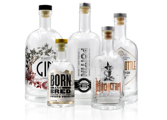 Durchsichtige Flasche mit ovaler Form 100 ml 250 ml 500 ml 700 ml 750 ml leere Weinflasche mit Korken
