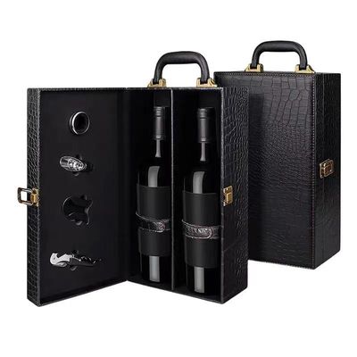 Einzelflasche PU-Leder-Holzkiste für Rotwein Whisky Wodka Gin Rum Verpackung