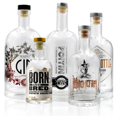 Körpermaterial Glas 375ml 500ml 700ml 750ml 1l Nordische Wodka Flasche mit individuellem Logo