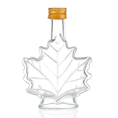 Industrielle Glasflasche für Getränke in kundenspezifischer Farbe in Form von Ahornblättern 50 ml 100 ml 250 ml
