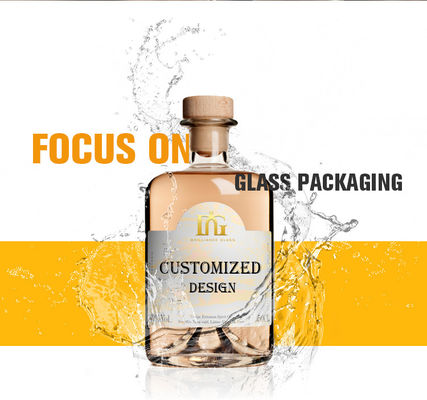 Juice Custom Logo Glas Whisky Flasche mit Korkkopf in Geschenkbox Gravierter Oberfläche