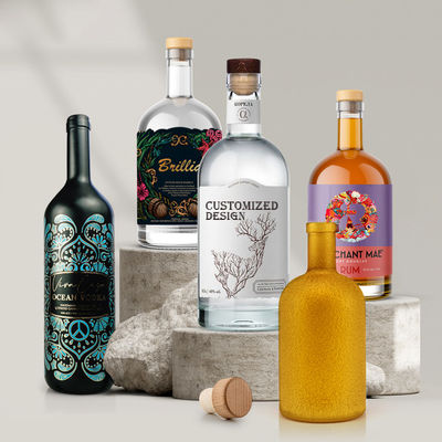 Tequila leere Zylinder Frostglas Wodka Flasche 500ml 750ml 1000ml mit akzeptablem Logo