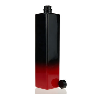 Alkoholflasche Schwarz Rotmalerei 750 ml Quadratglas Saftflasche Getränk Korken Miniwein