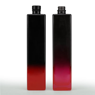 Alkoholflasche Schwarz Rotmalerei 750 ml Quadratglas Saftflasche Getränk Korken Miniwein