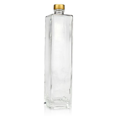 Elektroplattierung 750 ml Gold Korkkopf Rechteck Wodka Wein Glasflaschen für Spirituosen