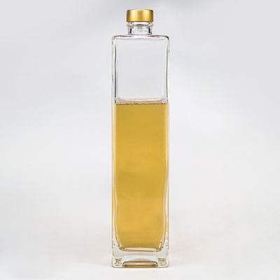 Elektroplattierung 750 ml Gold Korkkopf Rechteck Wodka Wein Glasflaschen für Spirituosen