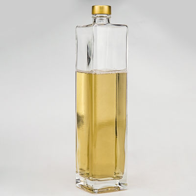 Elektroplattierung 750 ml Gold Korkkopf Rechteck Wodka Wein Glasflaschen für Spirituosen