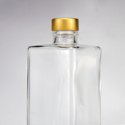 Elektroplattierung 750 ml Gold Korkkopf Rechteck Wodka Wein Glasflaschen für Spirituosen