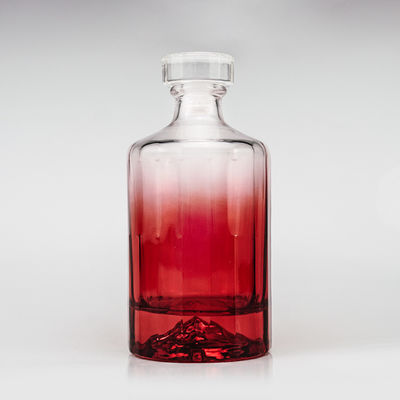 Whisky 500 ml Glasflasche mit rotem Vulkanboden und Glaskork
