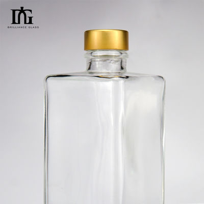 750 ml Quadratform transparente Wodka-Glasflasche mit akzeptablem Kundenlogo