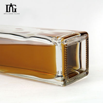 750 ml Quadratform transparente Wodka-Glasflasche mit akzeptablem Kundenlogo