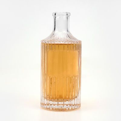 Akzeptable Frosted Spirits Weinglasflasche mit kurkenrunden vertikalen Streifen 250 ml 500 ml