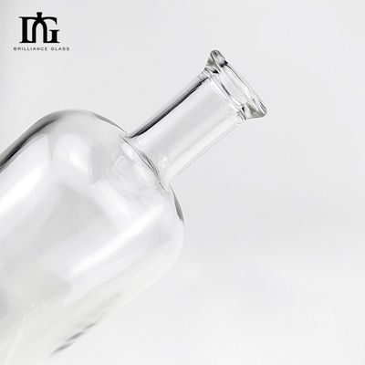 WISKY 750 ml klare Flint Glasflasche mit klassischem runden Design und Glaskragen