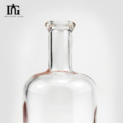 WISKY 750 ml klare Flint Glasflasche mit klassischem runden Design und Glaskragen