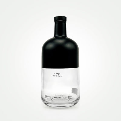 OEM/ODM akzeptabel Halbklare und matte schwarze 750 ml Gin-Flasche mit Korkkappe