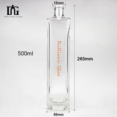 Durchsichtige 500 ml Quadratglasflasche mit schwerem Boden und Korkkappe