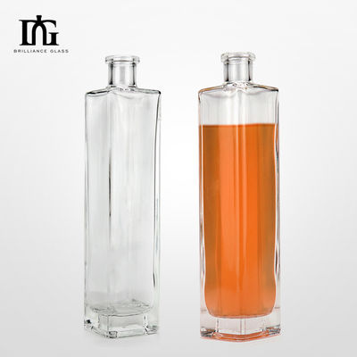 Durchsichtige 500 ml Quadratglasflasche mit schwerem Boden und Korkkappe
