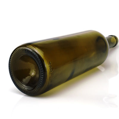 750 ml Farbglasflasche für Rotweinschnaps Runde Form Grüne Farbe Korkschraubkappe