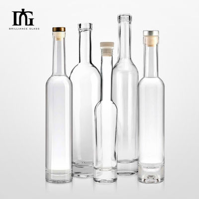 350 ml 375 ml 500 ml Durchsichtiges Rundglas Whisky Rum Weinflasche mit Korkkappe