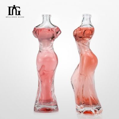 Custom 150 ml 500 ml Frau Körper geformt Alkohol Gin Wodka Spirituosen Flasche Glas mit Kork