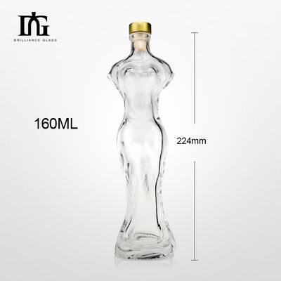 Custom 150 ml 500 ml Frau Körper geformt Alkohol Gin Wodka Spirituosen Flasche Glas mit Kork