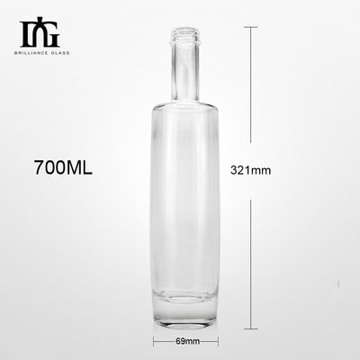 500 ml 700 ml kristallweiße runde Weinflasche mit Warmstempel und Korkendichtung