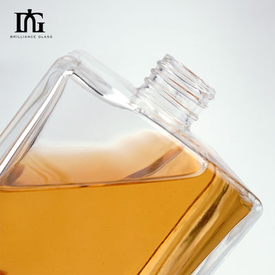 Glaskragen Material Quadratisch Klar Flach Schulter 500 ml 700 ml Whisky Flasche mit Kork