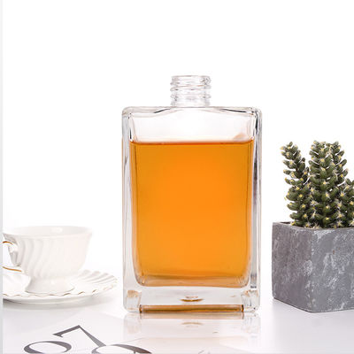 Glaskragen Material Quadratisch Klar Flach Schulter 500 ml 700 ml Whisky Flasche mit Kork