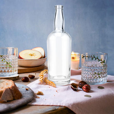Glaskragen 500 ml 700 ml 750 ml Whisky Brandy leere Flasche mit Korken und Schraubkappe