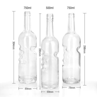 Glashalsband Material Runde Alkoholflasche 750 ml Klassiker Flintflasche mit Griff