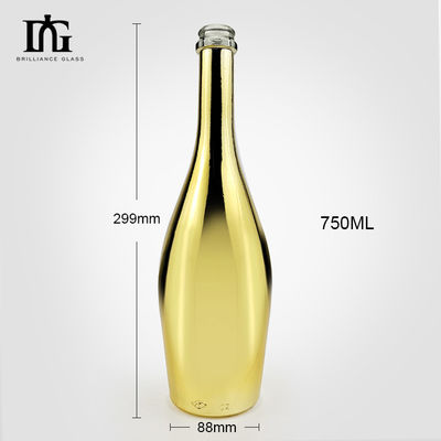 75cl Elektroplattierte Gold Blau Rosa Leere Spirituosen Champagner Glasflasche Mit Metalleffekt
