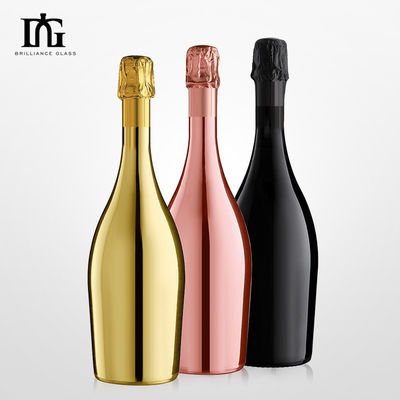 75cl Elektroplattierte Gold Blau Rosa Leere Spirituosen Champagner Glasflasche Mit Metalleffekt