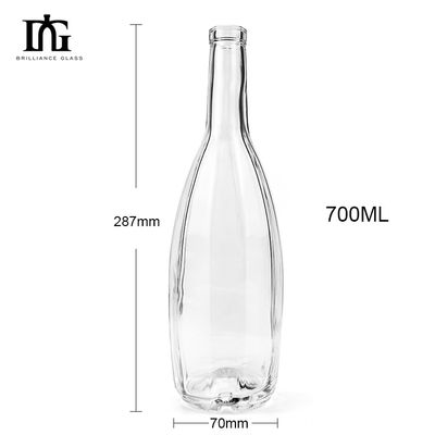 OEM/ODM akzeptabel 700ml Leere lange Hals Eis klare Glasflasche Wein Flasche Champagner