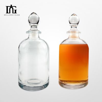 BRANDY Custom 500ml 700ml 750ml Rum Wodka Whisky Likör Gin Glasflasche mit Glaskork