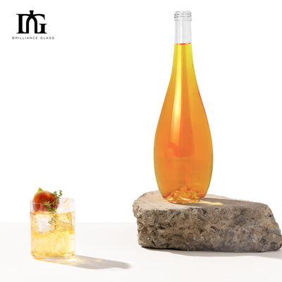 Elegante 200ml 250ml 330ml 375ml 500ml 750ml klare Glasflasche mit Holzverschluss