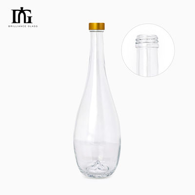 Elegante 200ml 250ml 330ml 375ml 500ml 750ml klare Glasflasche mit Holzverschluss