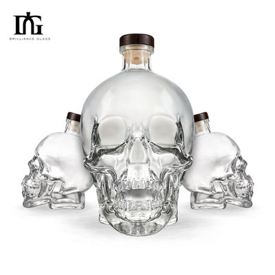 Custom 500ml/750ml Schädelflasche Akzeptabel Kundenlogo mit Korkkopf