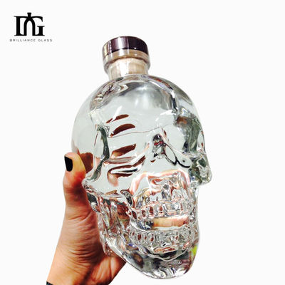 Custom 500ml/750ml Schädelflasche Akzeptabel Kundenlogo mit Korkkopf