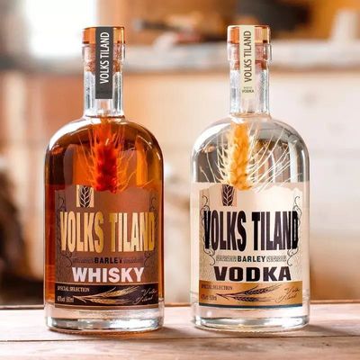 Durchsichtige runde Glasflasche für Spirituosen Wodka Gin Rum Brandy 750 ml 500 ml 375 ml Kapazität
