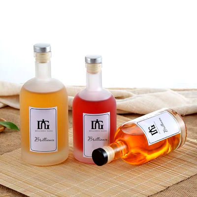 Durchsichtige runde Glasflasche für Spirituosen Wodka Gin Rum Brandy 750 ml 500 ml 375 ml Kapazität