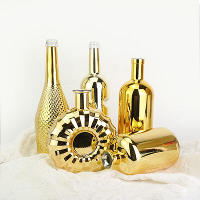 Glasbasis 500 ml 750 ml Gold-elektroplatierte Weinflasche mit Versiegelung aus Kork